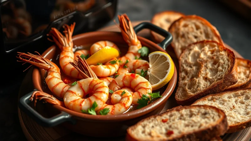 Sizzling garlic shrimp gambas al ajillo from air fryer
